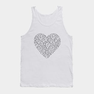 Black and White Heart Rose Tank Top